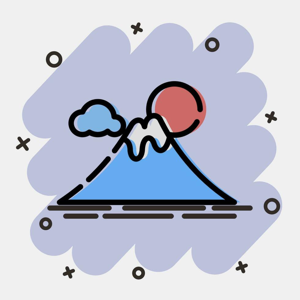 Icon fuji mountain. Japan elements. Icons in comic style. Good for prints, posters, logo, advertisement, infographics, etc. vector