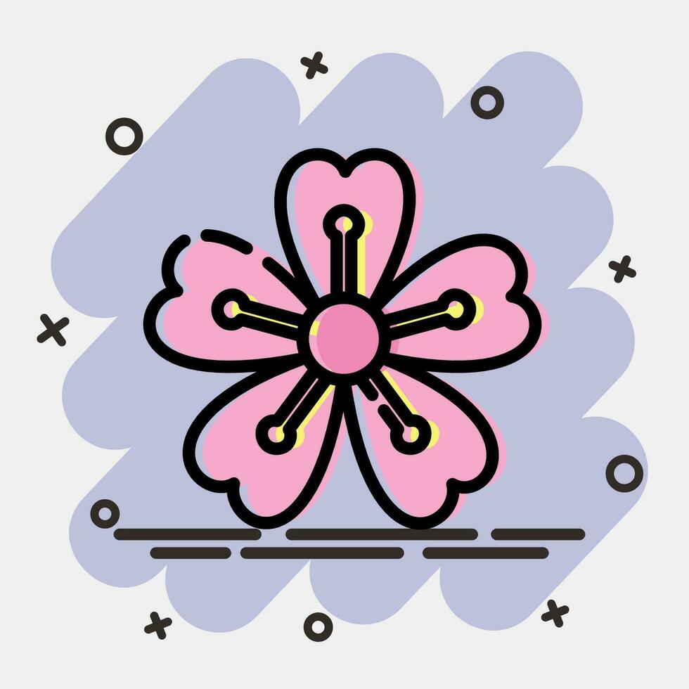 icono sakura ciruela florecer. Japón elementos. íconos en cómic estilo. bueno para huellas dactilares, carteles, logo, anuncio publicitario, infografía, etc. vector