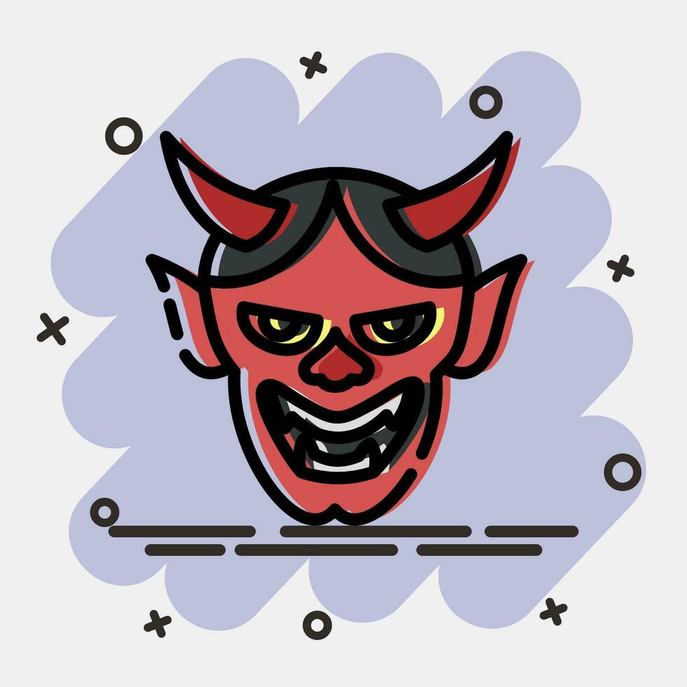 Icon hannya mask. Japan elements. Icons in comic style. Good for prints, posters, logo, advertisement, infographics, etc. vector