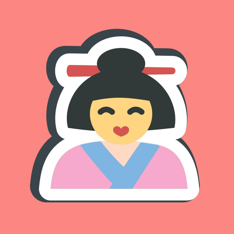 Sticker geisha. Japan elements. Good for prints, posters, logo, advertisement, infographics, etc.ogo, advertisement, infographics, etc. vector