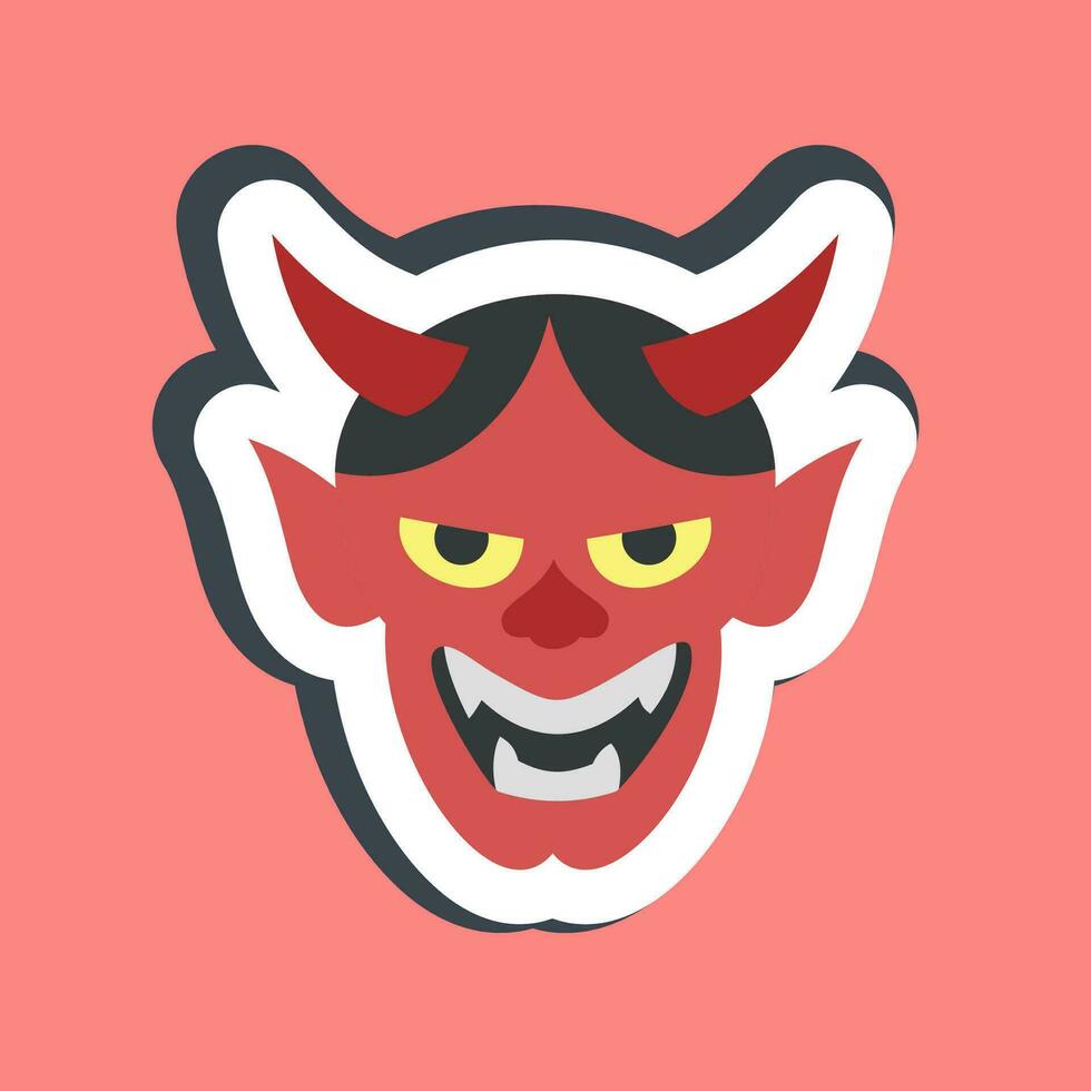 Sticker hannya mask. Japan elements. Good for prints, posters, logo, advertisement, infographics, etc.ogo, advertisement, infographics, etc. vector