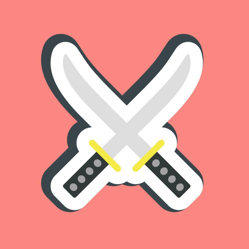 Sticker katana sword. Japan elements. Good for prints, posters, logo, advertisement, infographics, etc.ogo, advertisement, infographics, etc. vector