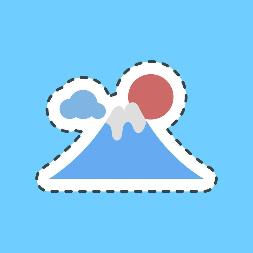 Sticker line cut fuji mountain. Japan elements. Good for prints, posters, logo, advertisement, infographics, etc.ogo, advertisement, infographics, etc. vector