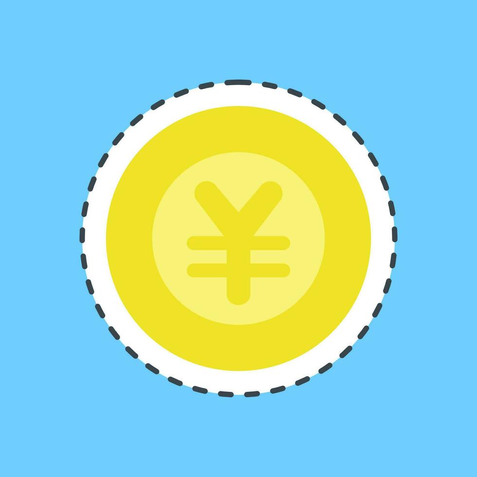 Sticker line cut japan yen currency. Japan elements. Good for prints, posters, logo, advertisement, infographics, etc.ogo, advertisement, infographics, etc. vector