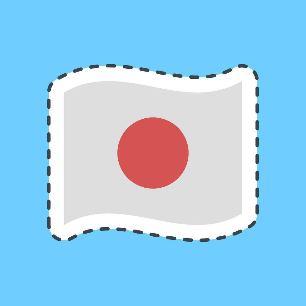 Sticker line cut japan flag. Japan elements. Good for prints, posters, logo, advertisement, infographics, etc.ogo, advertisement, infographics, etc. vector