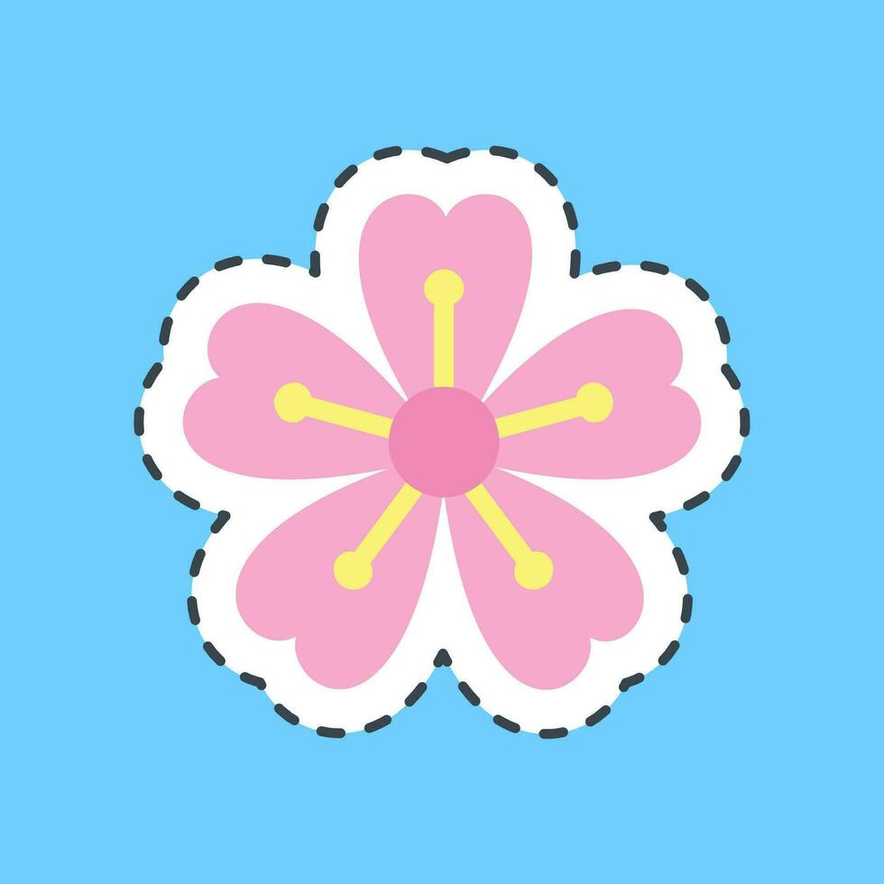 Sticker line cut sakura plum blossom. Japan elements. Good for prints, posters, logo, advertisement, infographics, etc.ogo, advertisement, infographics, etc. vector