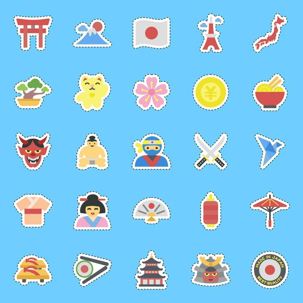 Sticker line cut set of japan. Japan elements. Good for prints, posters, logo, advertisement, infographics, etc.ogo, advertisement, infographics, etc. vector