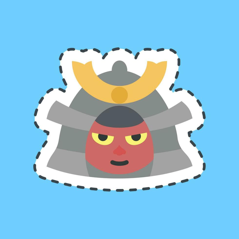 Sticker line cut samurai. Japan elements. Good for prints, posters, logo, advertisement, infographics, etc.ogo, advertisement, infographics, etc. vector