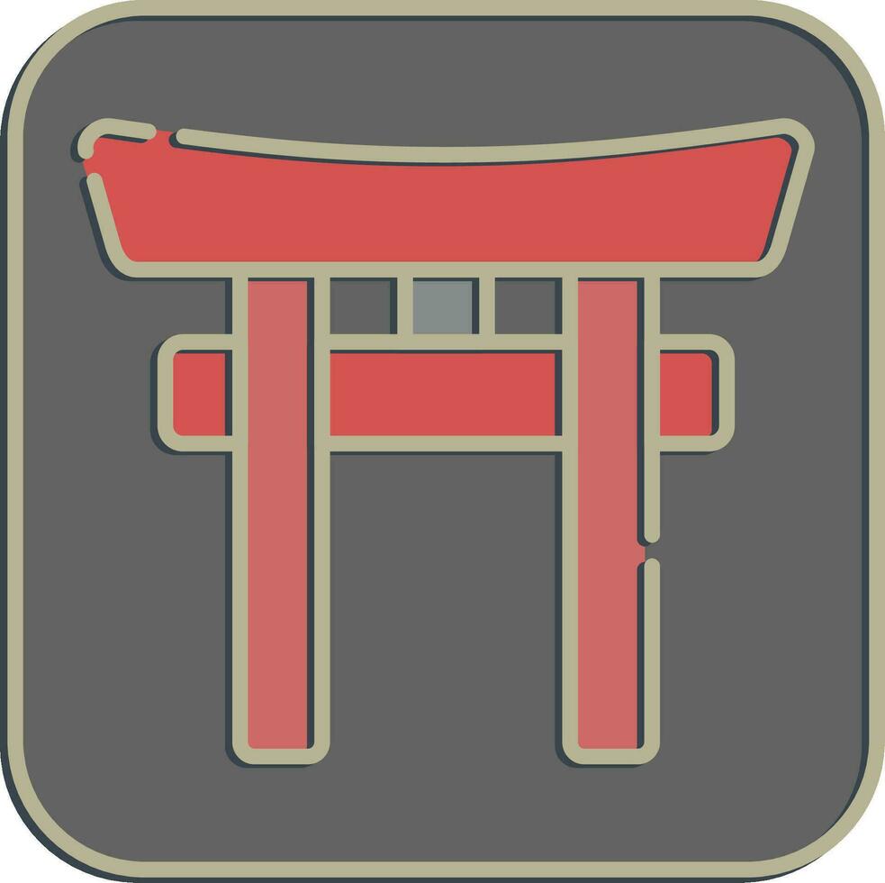 Icon torii gate. Japan elements. Icons in embossed style. Good for prints, posters, logo, advertisement, infographics, etc. vector