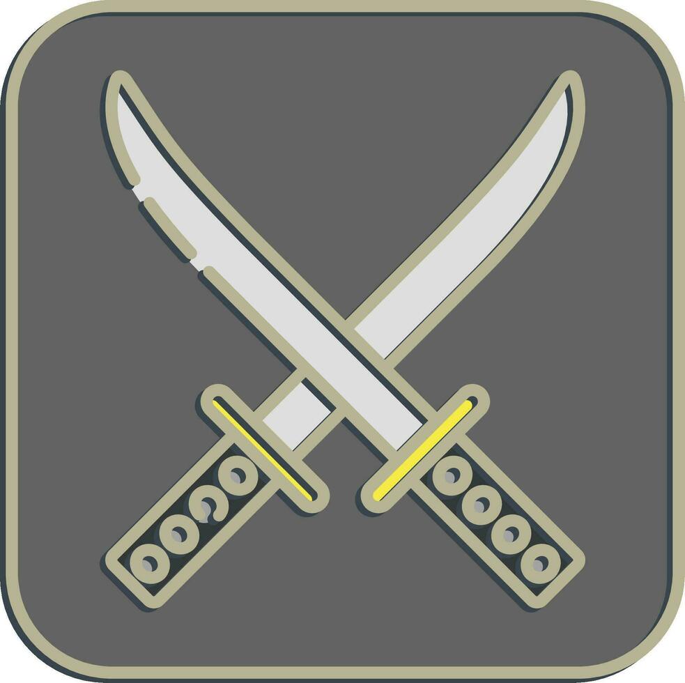 icono katana espada. Japón elementos. íconos en en relieve estilo. bueno para huellas dactilares, carteles, logo, anuncio publicitario, infografía, etc. vector