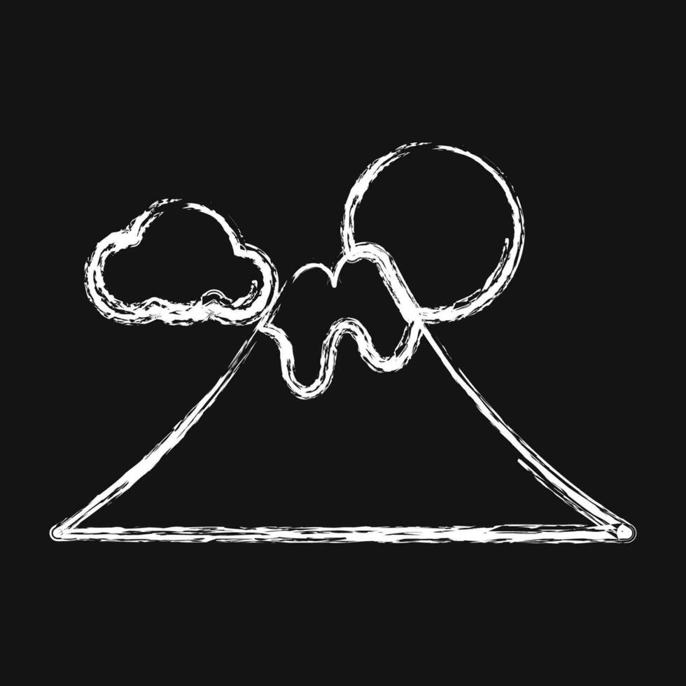 Icon fuji mountain. Japan elements. Icons in chalk style. Good for prints, posters, logo, advertisement, infographics, etc. vector