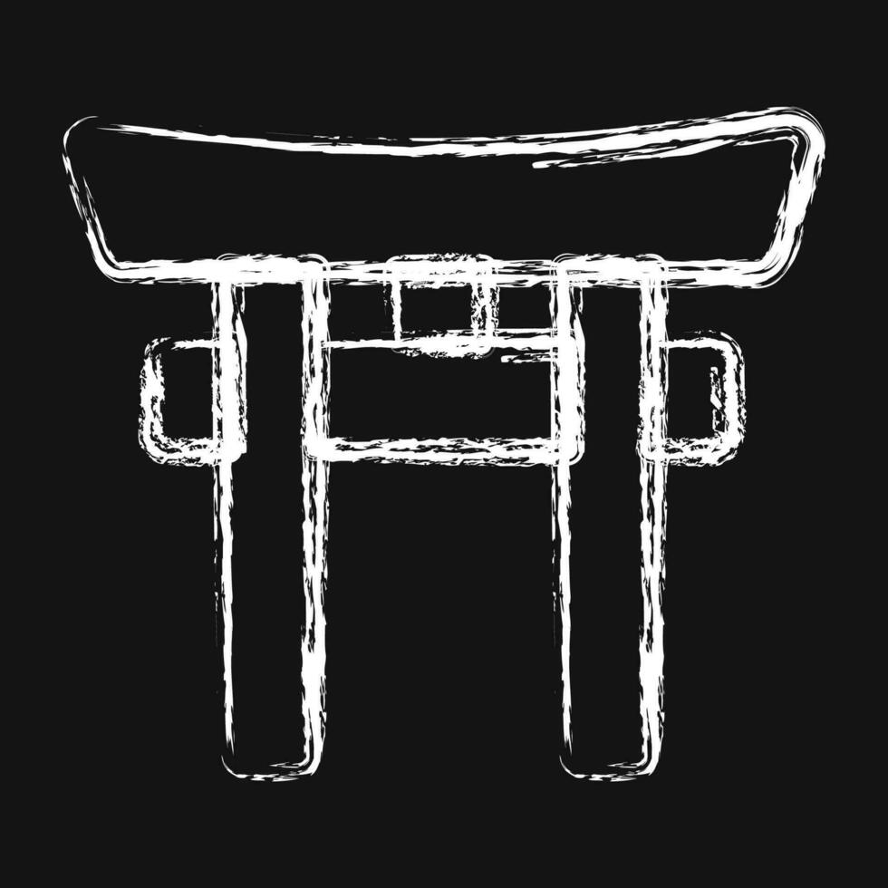 Icon torii gate. Japan elements. Icons in chalk style. Good for prints, posters, logo, advertisement, infographics, etc. vector