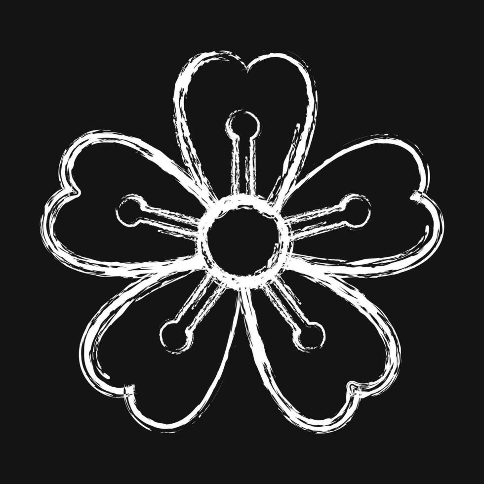 Icon sakura plum blossom. Japan elements. Icons in chalk style. Good for prints, posters, logo, advertisement, infographics, etc. vector