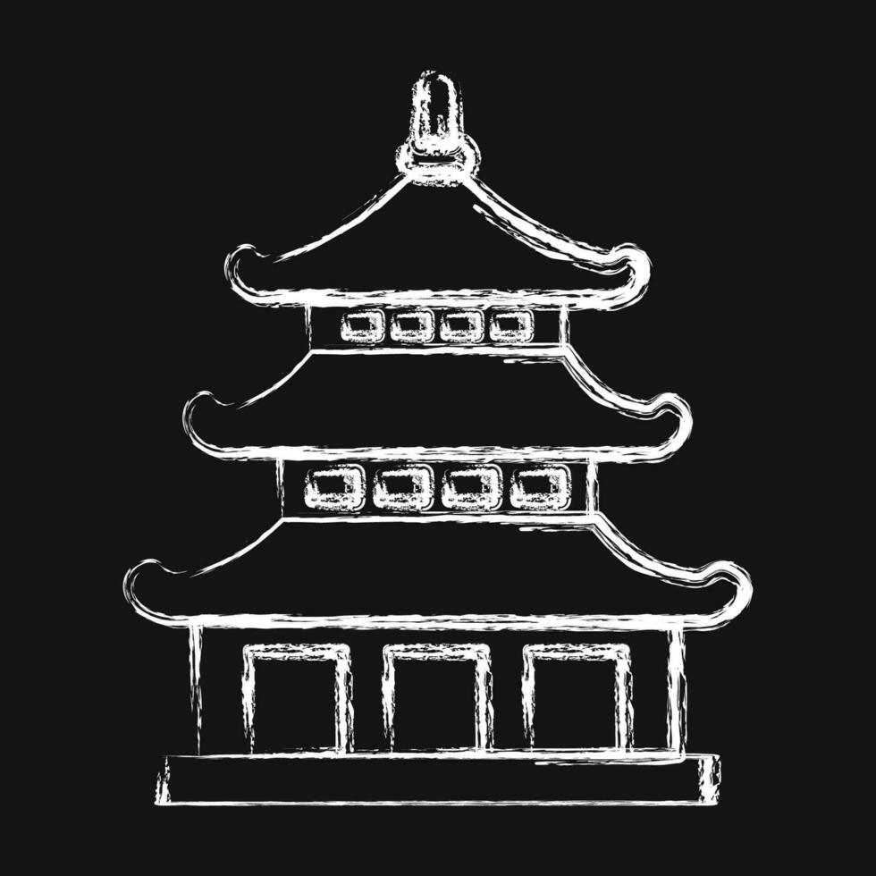 Icon pagoda. Japan elements. Icons in chalk style. Good for prints, posters, logo, advertisement, infographics, etc. vector