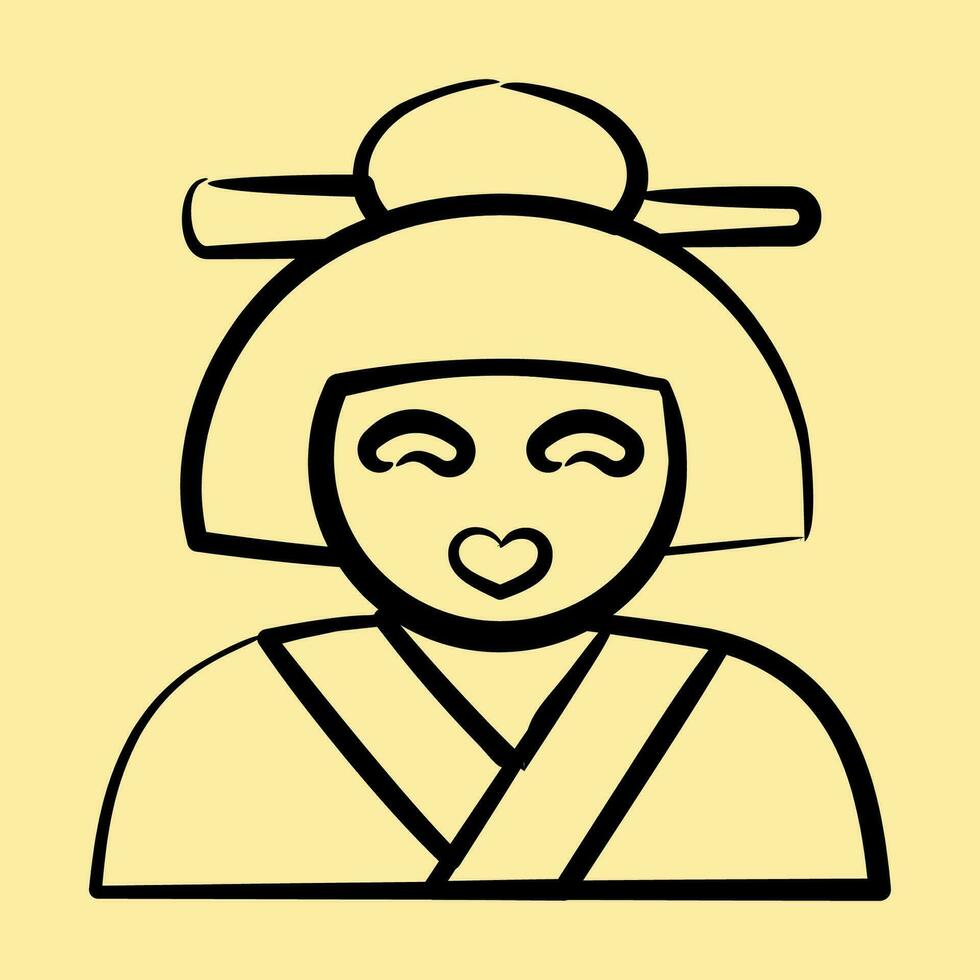 Icon geisha. Japan elements. Icons in hand drawn style. Good for prints, posters, logo, advertisement, infographics, etc. vector