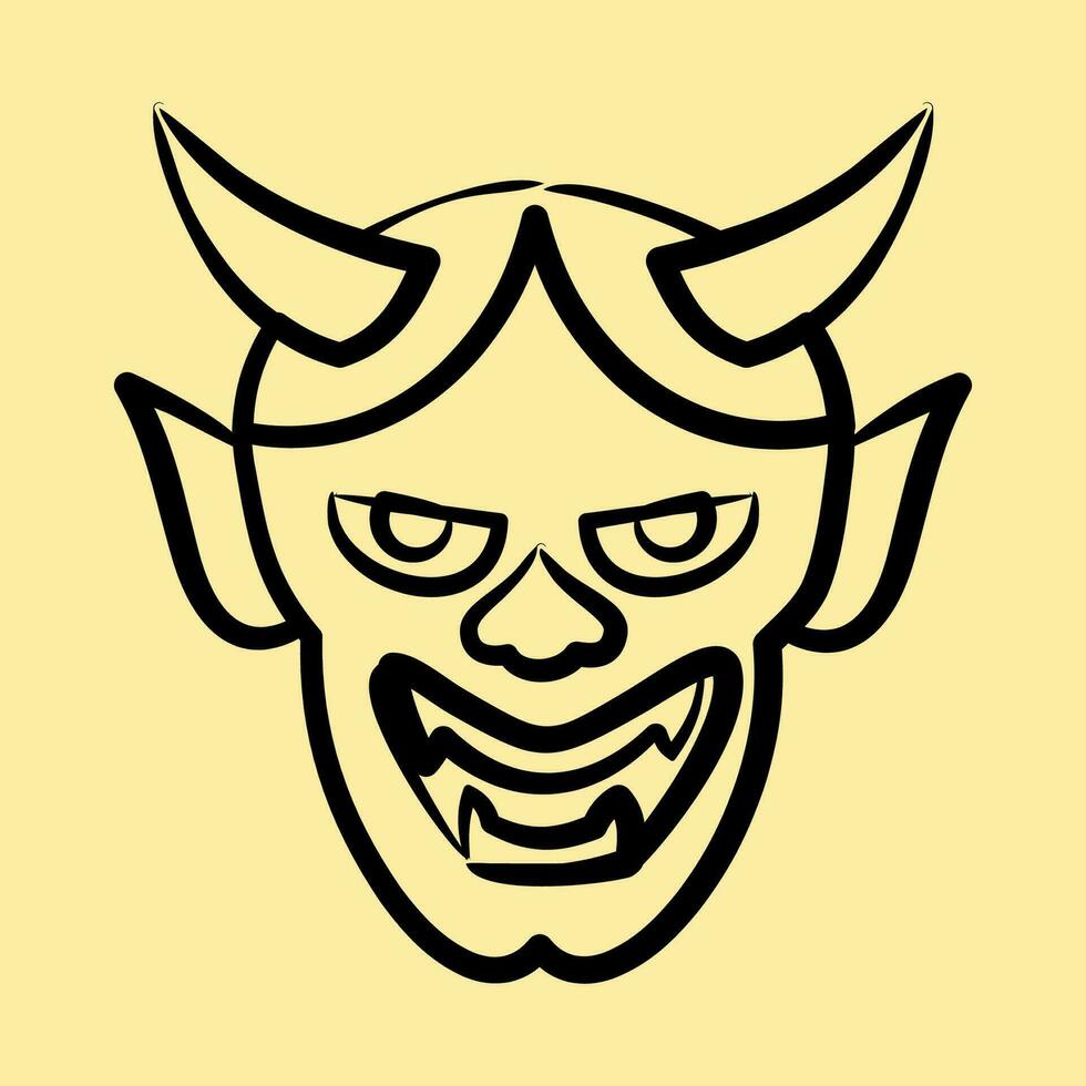 Icon hannya mask. Japan elements. Icons in hand drawn style. Good for prints, posters, logo, advertisement, infographics, etc. vector