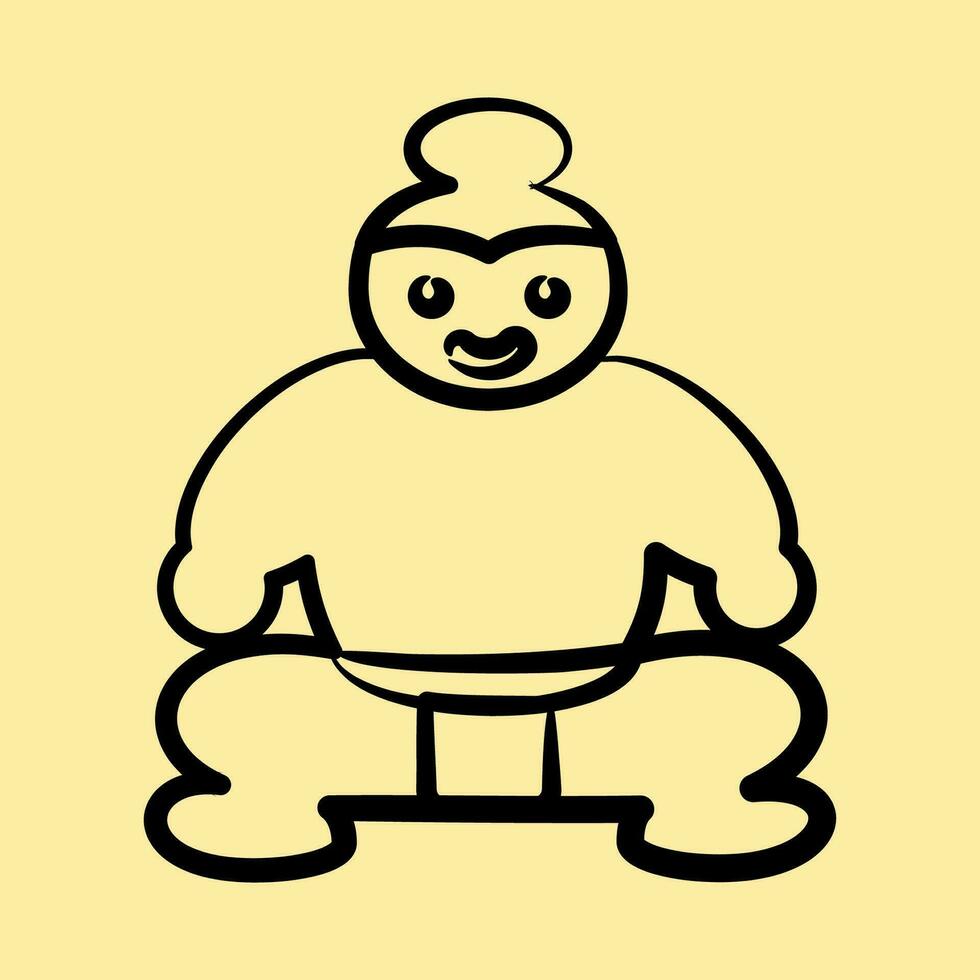 Icon sumo. Japan elements. Icons in hand drawn style. Good for prints, posters, logo, advertisement, infographics, etc. vector