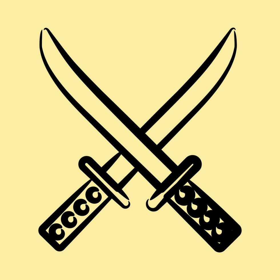 Icon katana sword. Japan elements. Icons in hand drawn style. Good for prints, posters, logo, advertisement, infographics, etc. vector