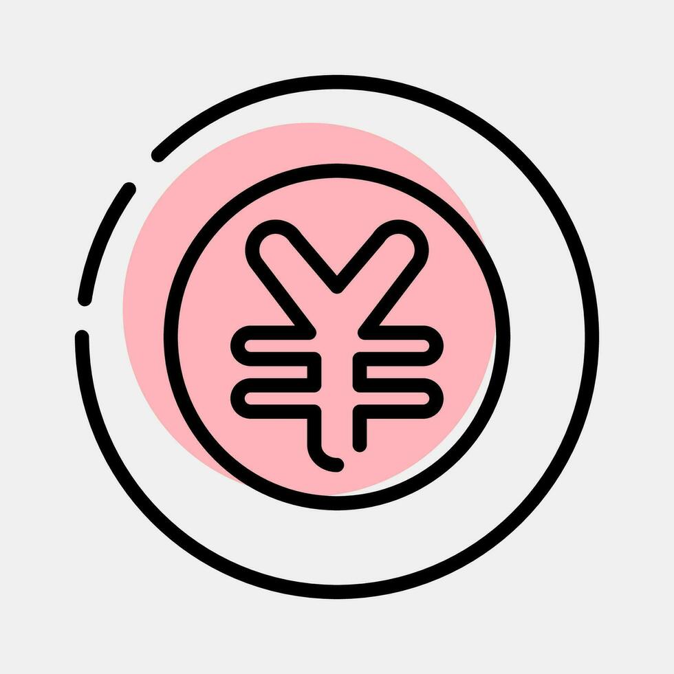 Icon japan yen currency. Japan elements. Icons in color spot style. Good for prints, posters, logo, advertisement, infographics, etc. vector