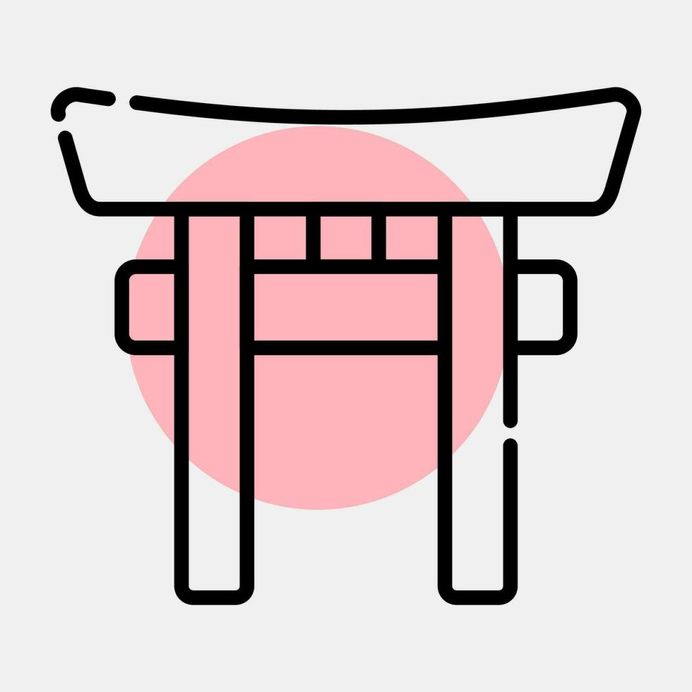 icono torii puerta. Japón elementos. íconos en color Mancha estilo. bueno para huellas dactilares, carteles, logo, anuncio publicitario, infografía, etc. vector