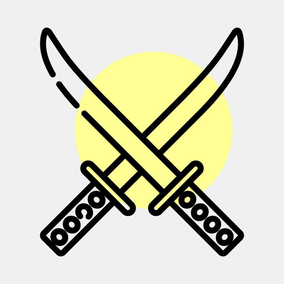 Icon katana sword. Japan elements. Icons in color spot style. Good for prints, posters, logo, advertisement, infographics, etc. vector