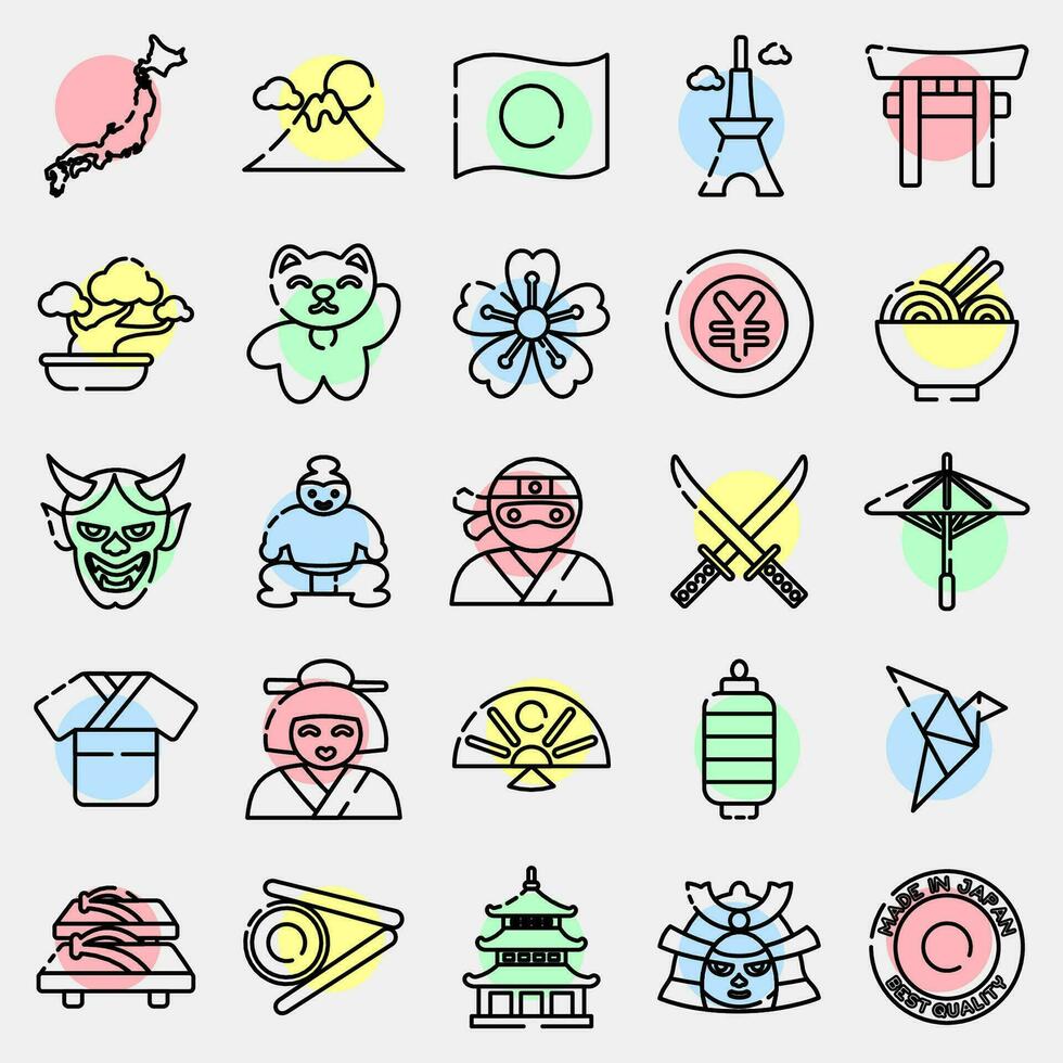 Icon set of japan. Japan elements. Icons in color spot style. Good for prints, posters, logo, advertisement, infographics, etc. vector