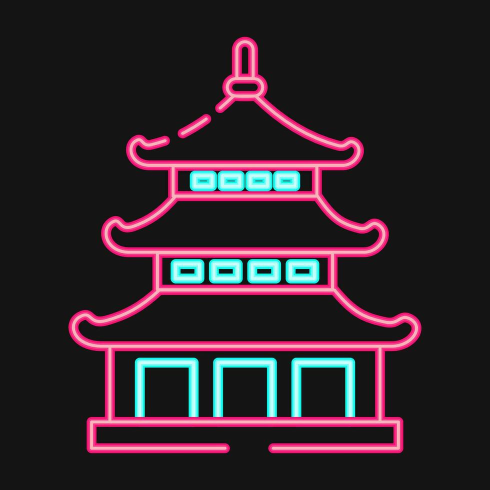 Icon pagoda. Japan elements. Icons in neon style. Good for prints, posters, logo, advertisement, infographics, etc. vector