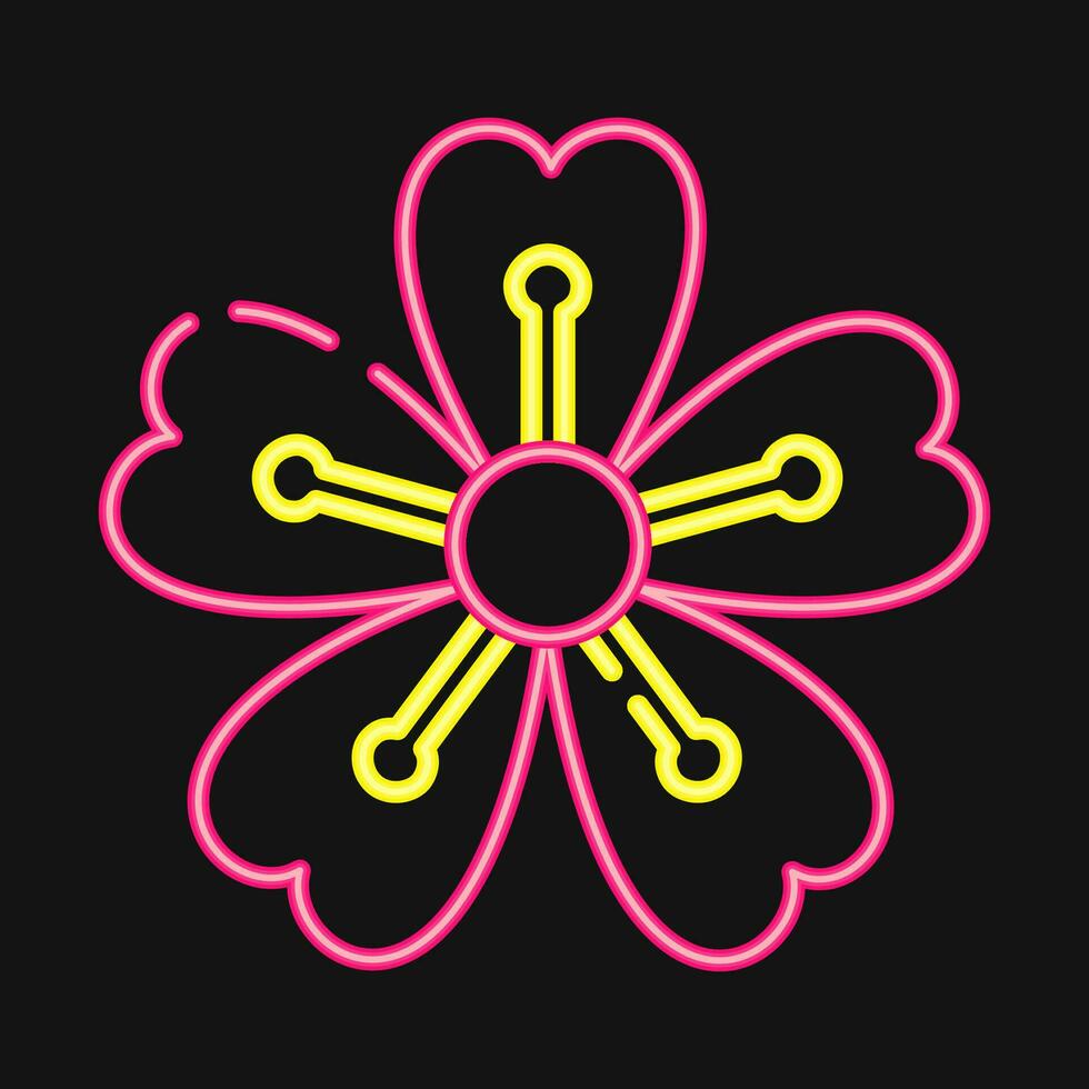 Icon sakura plum blossom. Japan elements. Icons in neon style. Good for prints, posters, logo, advertisement, infographics, etc. vector