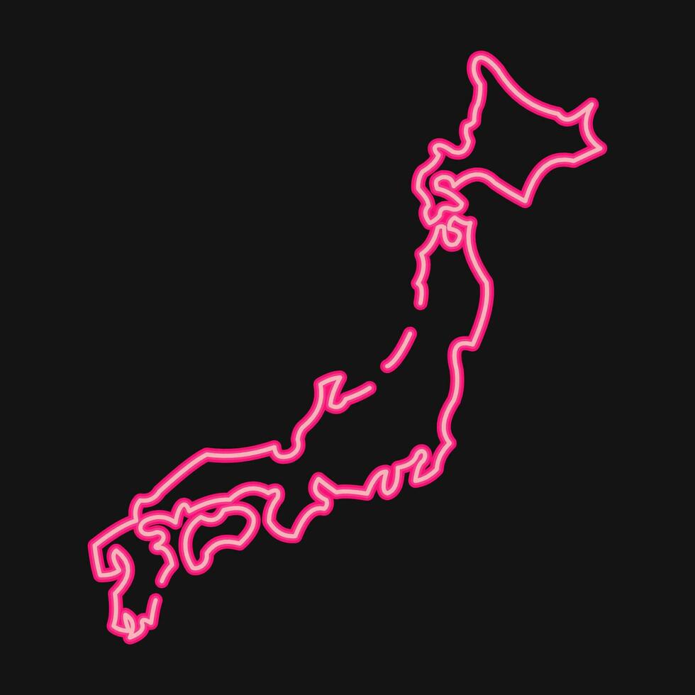 Icon japan map. Japan elements. Icons in neon style. Good for prints, posters, logo, advertisement, infographics, etc. vector