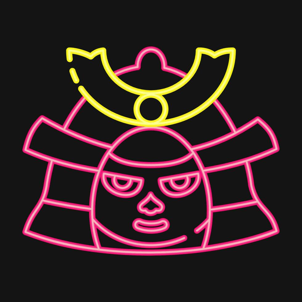 Icon samurai. Japan elements. Icons in neon style. Good for prints, posters, logo, advertisement, infographics, etc. vector