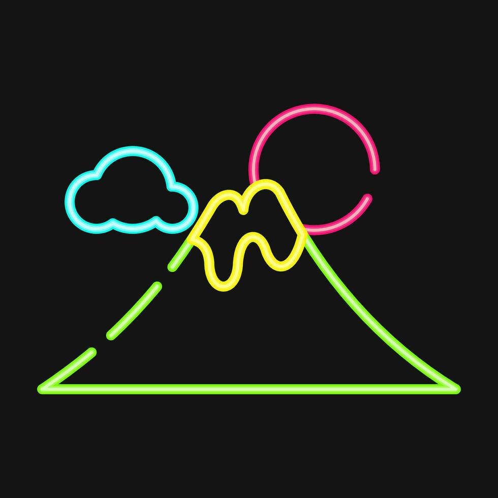 Icon fuji mountain. Japan elements. Icons in neon style. Good for prints, posters, logo, advertisement, infographics, etc. vector