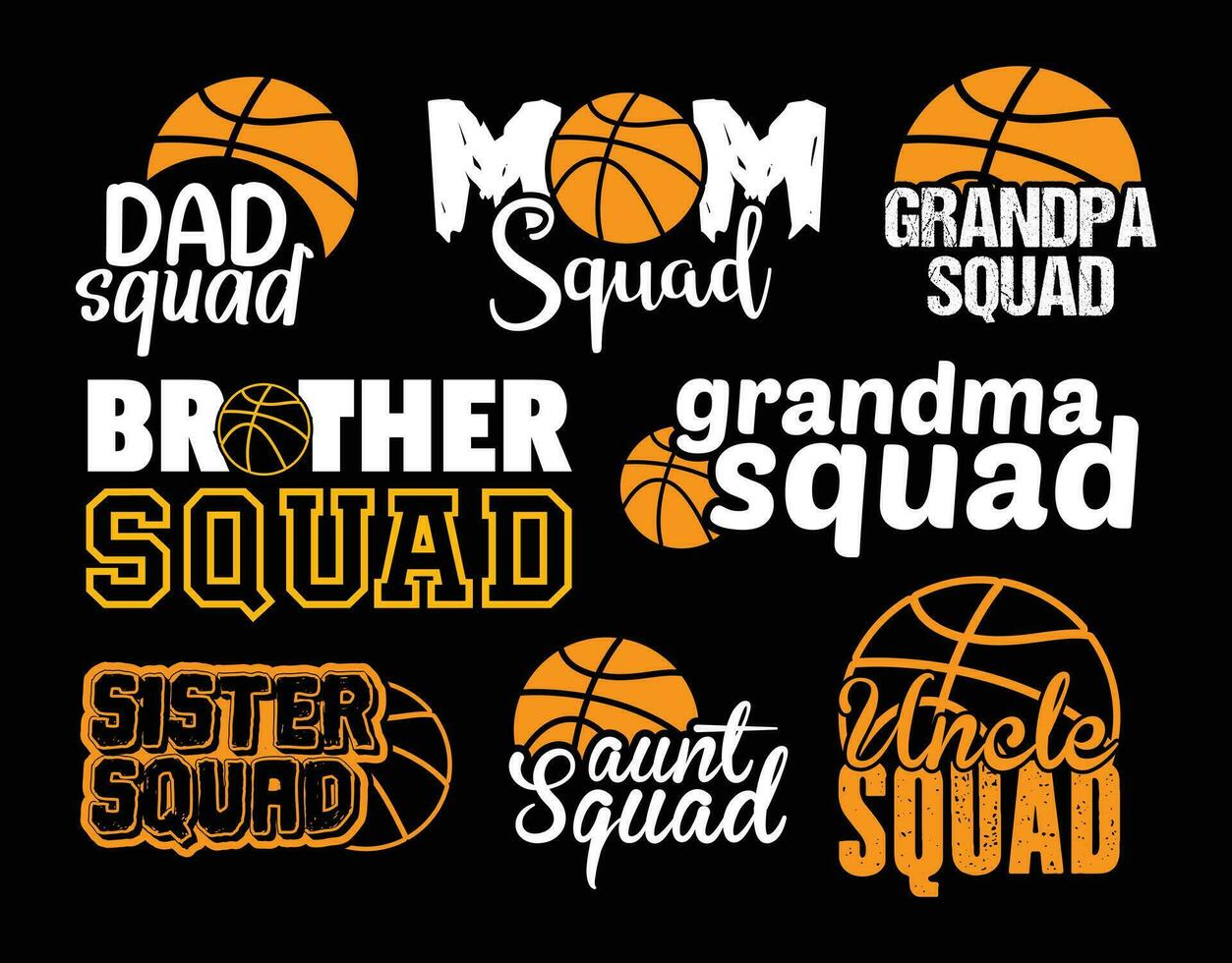 Basketball Squad T shirt Design Bundle, Vector Basketball T shirt  design, Basketball shirt  typography T shirt design Collection