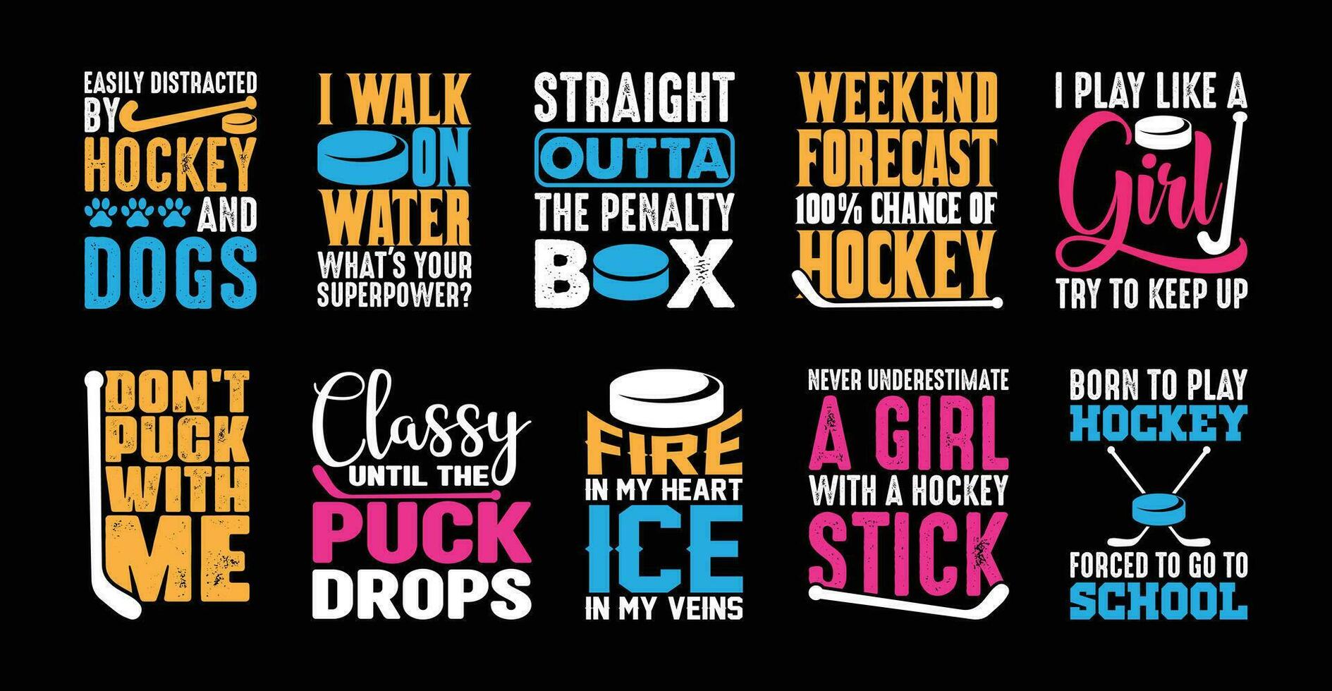 Hockey T shirt Design Bundle, Vector Hockey T shirt  design, Hockey shirt  typography T shirt design Collection