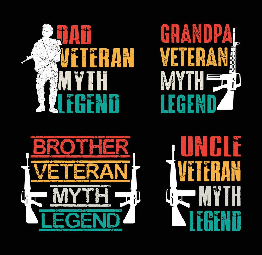 Dad Veteran Myth Legend, Veteran T shirt Design Bundle, Vector Veteran Day T shirt  design, Army, Military shirt  typography T shirt design Collection