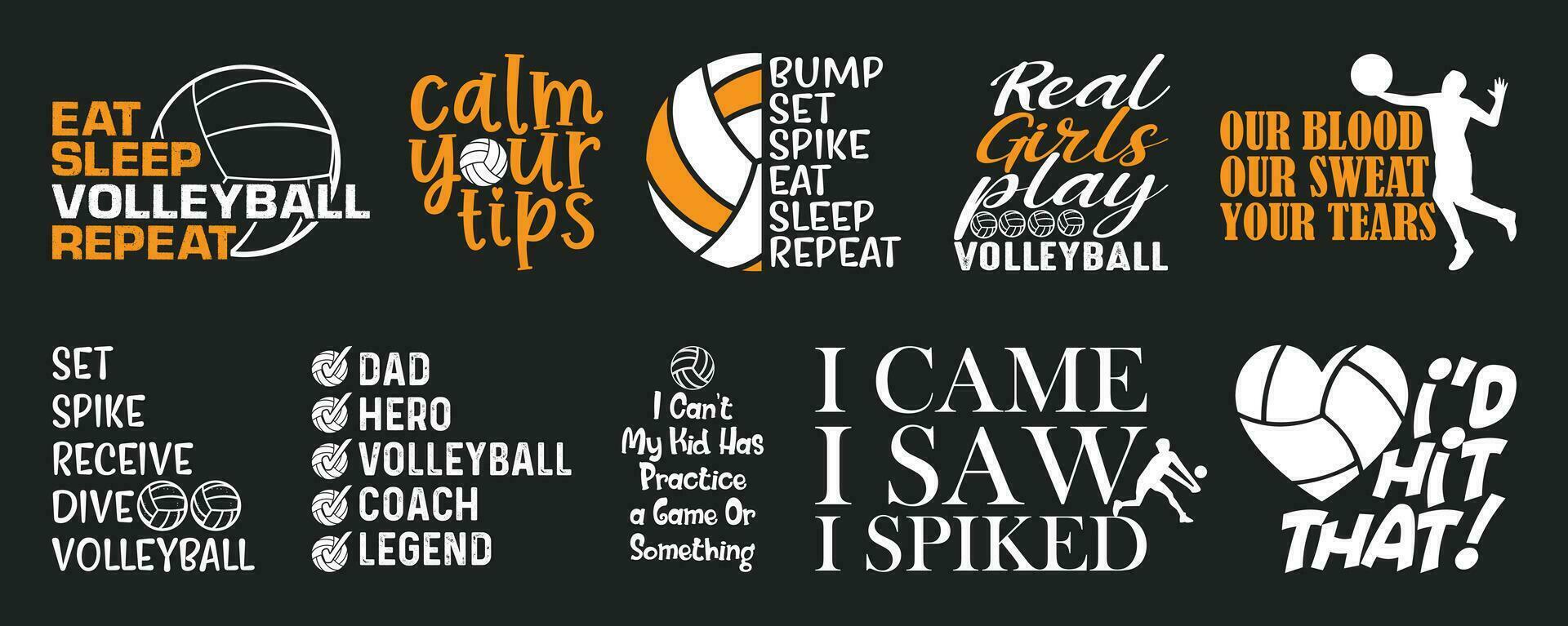 Volleyball T shirt Design Bundle, Vector Volleyball T shirt  design, Volleyball shirt,  Volleyball typography T shirt design Collection