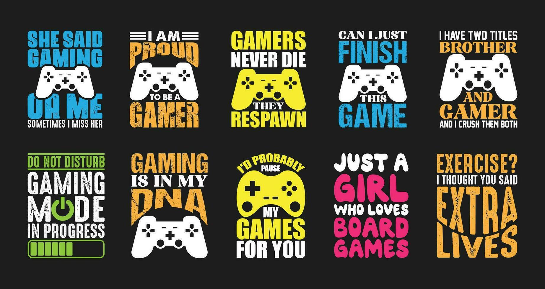 Gaming T shirt Design Bundle, Vector Gaming T shirt  design, Gamer shirt,  Gaming vintage T shirt design Collection