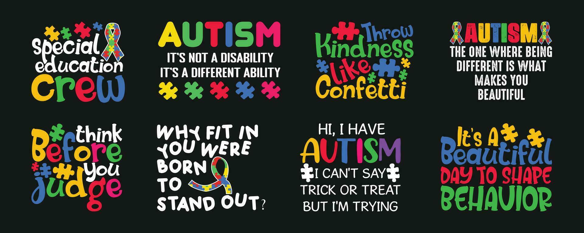 Autism T shirt Design Bundle, Vector Autism T shirt  design, Autism shirt,  Autism typography T shirt design Collection