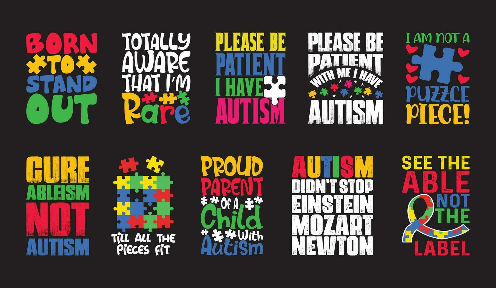 autismo t camisa diseño manojo, vector autismo t camisa diseño, autismo camisa, autismo tipografía t camisa diseño colección