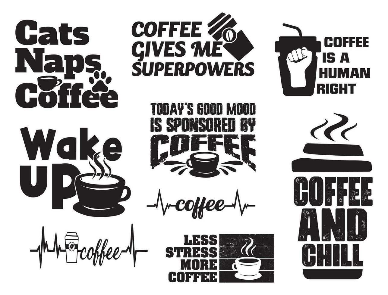 Coffee T shirt Design Bundle, Vector Coffee T shirt  design, Coffee shirt,  Coffee typography T shirt design Collection