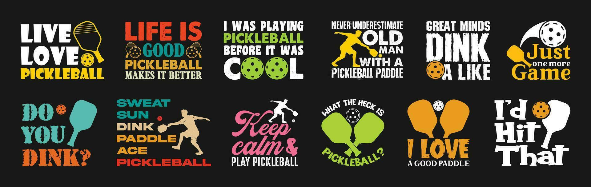 Pickleball T shirt Design Bundle, Vector Pickleball T shirt  design, Pickleball shirt,  Pickleball typography T shirt design Collection