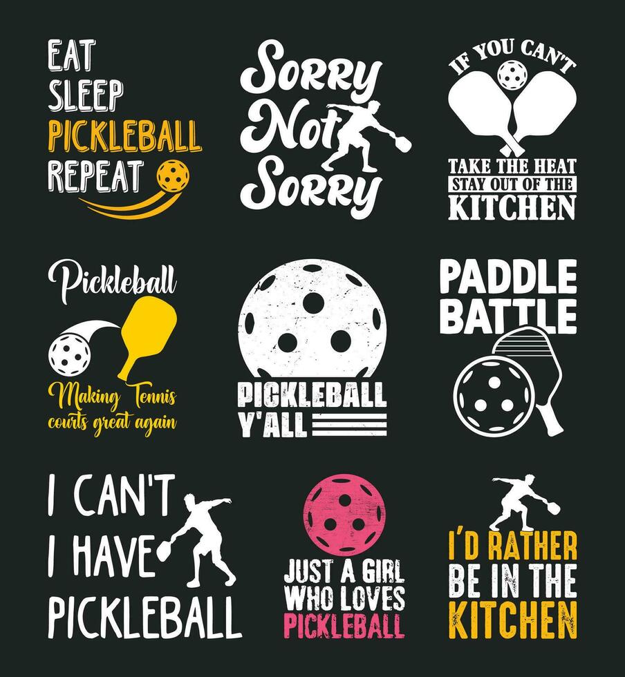 Pickleball T shirt Design Bundle, Vector Pickleball T shirt  design, Pickleball shirt,  Pickleball typography T shirt design Collection