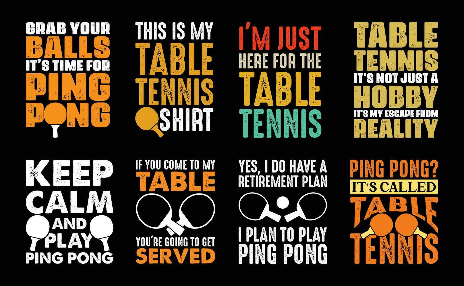 Table Tennis T shirt Design Bundle, Vector Table Tennis T shirt  design, Ping Pong shirt,  Table Tennis typography T shirt design Collection