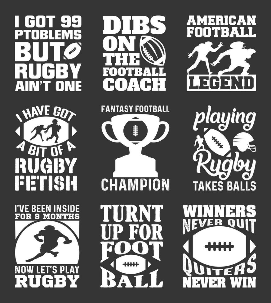 Rugby T shirt Design Bundle, Vector American Football T shirt  design, Rugby shirt,  American Football typography T shirt design Collection