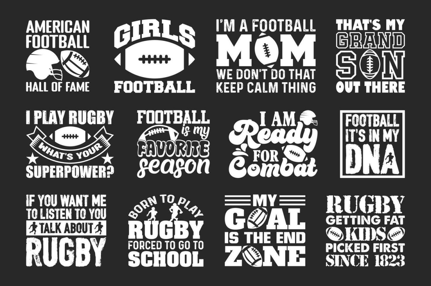 Rugby T shirt Design Bundle, Vector American Football T shirt  design, Rugby shirt,  American Football typography T shirt design Collection
