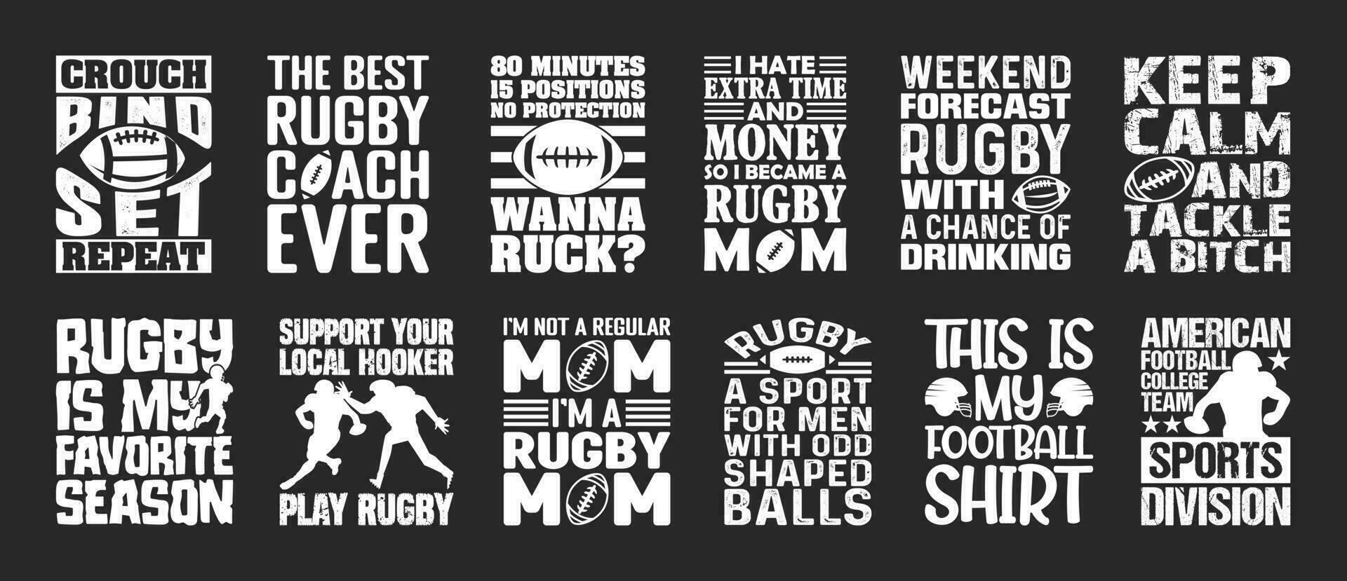 Rugby T shirt Design Bundle, Vector American Football T shirt  design, Rugby shirt,  American Football typography T shirt design Collection