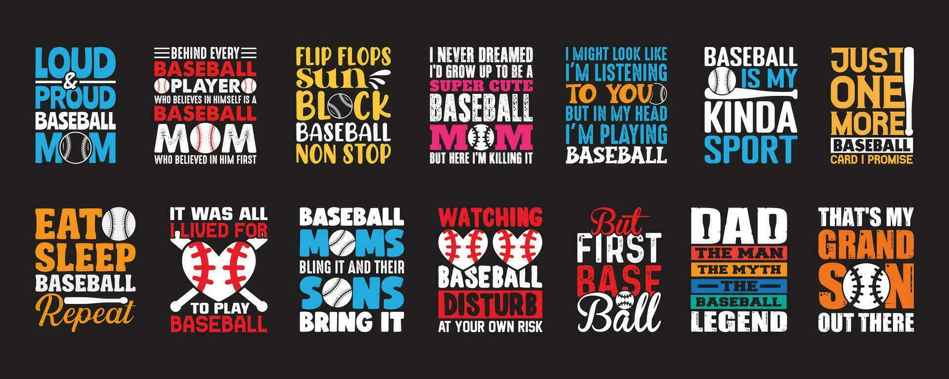 Baseball T shirt Design Bundle, Vector Baseball T shirt  design, Baseball shirt,  Baseball typography T shirt design Collection