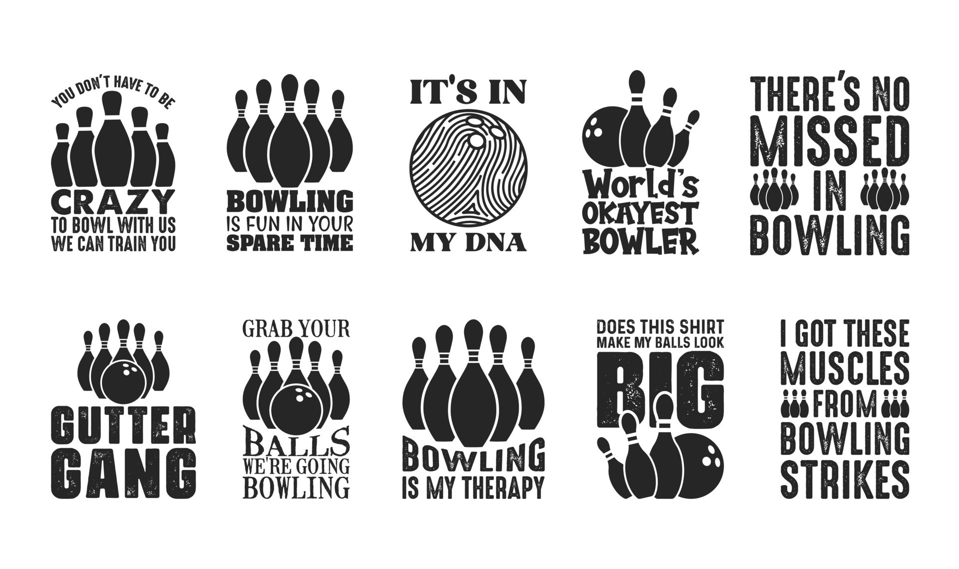 Bowling T shirt Design Bundle, Vector Bowling T shirt design, Bowling