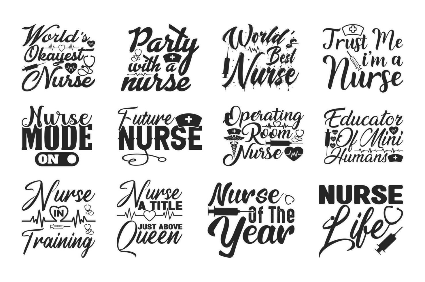 Nurse T shirt Design Bundle, Vector Nurse T shirt  design, Doctor shirt,  Nurse typography T shirt design Collection