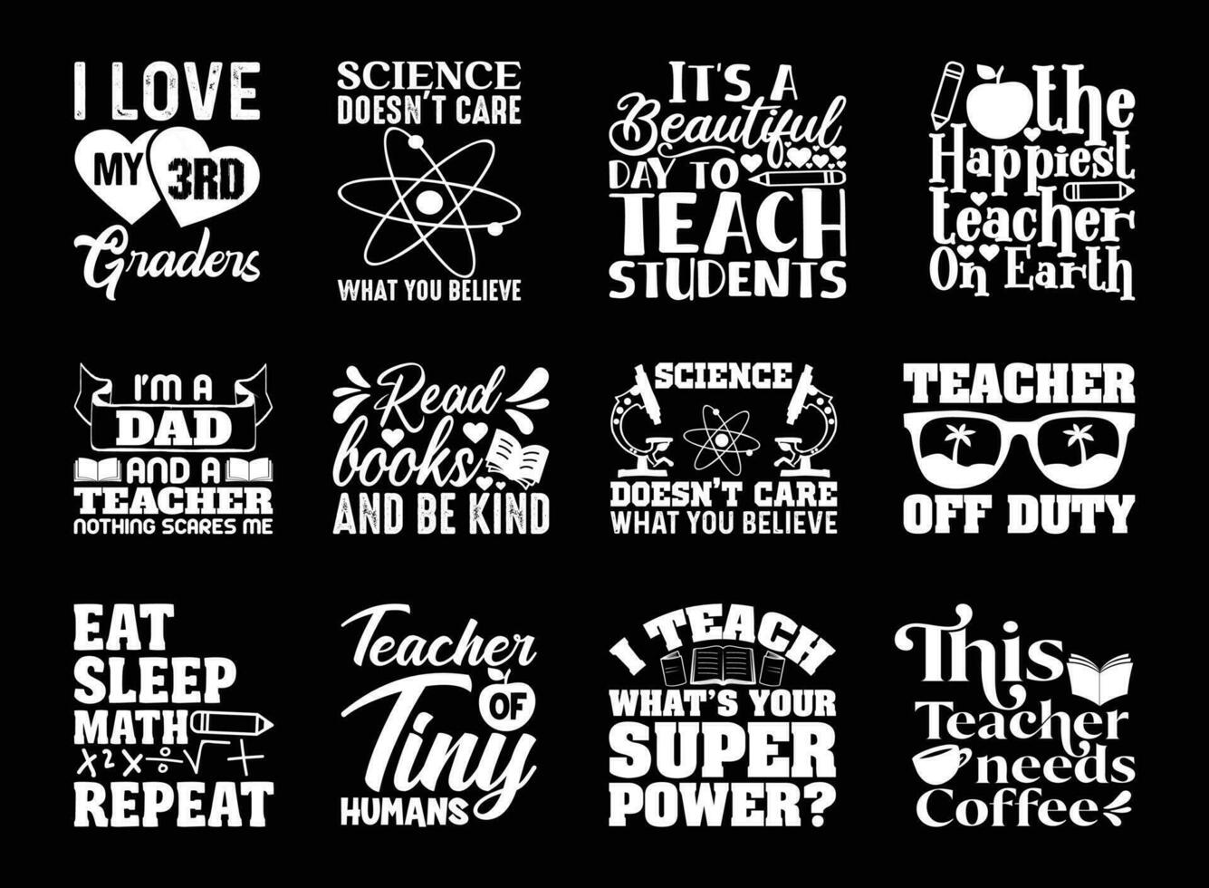 Teacher T shirt Design Bundle, Vector Teacher T shirt  design, Teacher's Day shirt,  Teacher typography T shirt design Collection