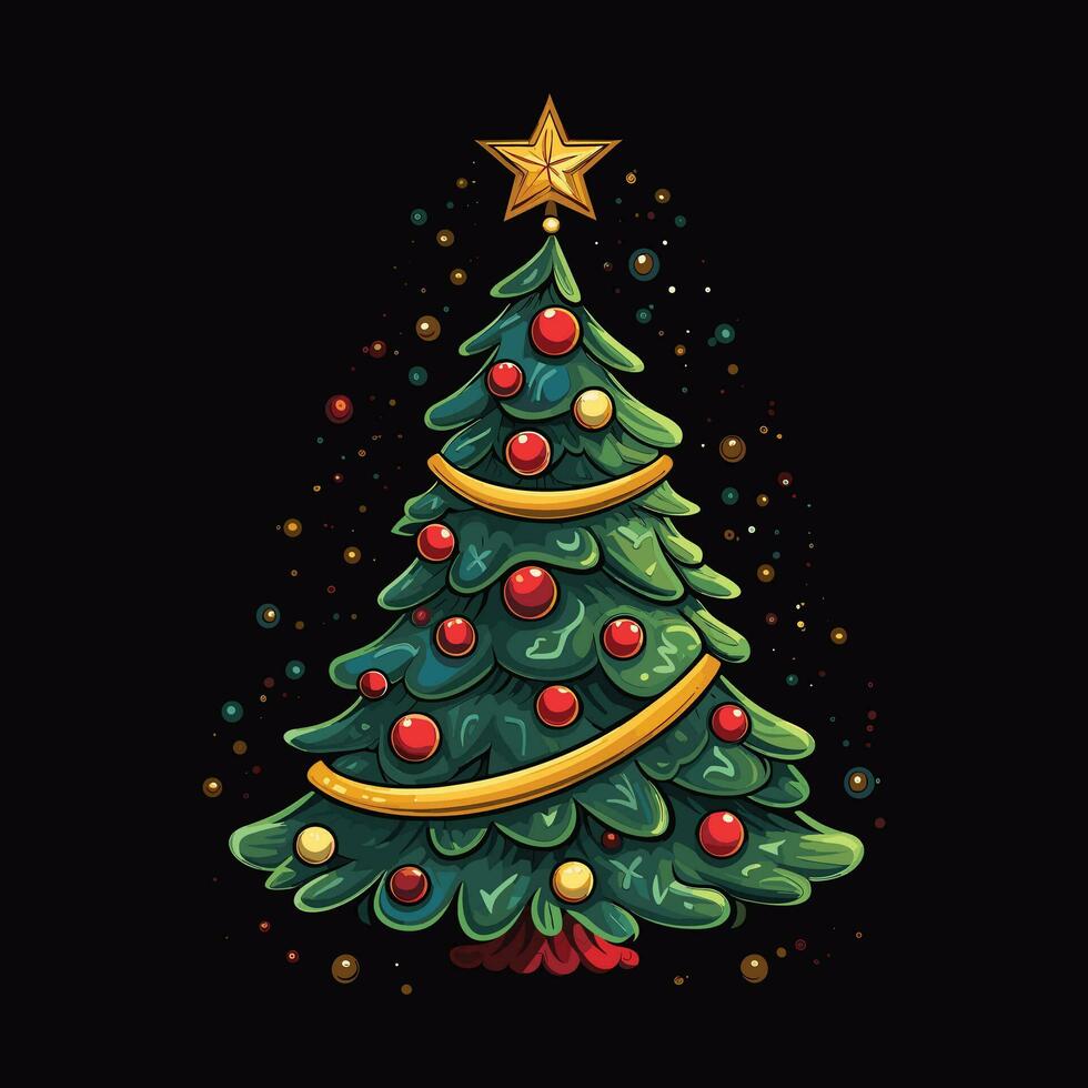 Navidad árbol con decoración vector